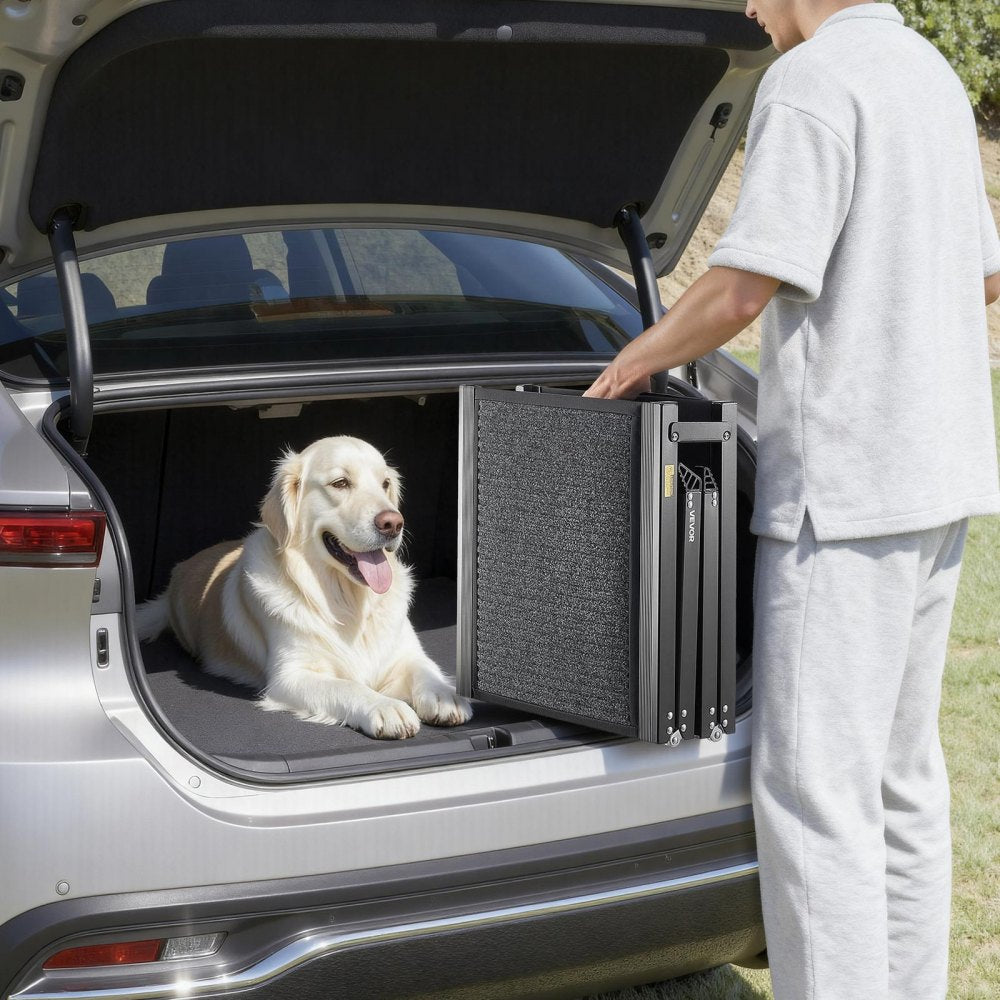 VEVOR Dog Ramp for Cars, 71" L x 17" W, Folding Pet Ramps for Medium & Large Dogs up to 250lbs, Pet Stair Ramp with Non-Slip Felt Rug Surface, Portable Outdoor Dog Car Ramps for SUV & Truck