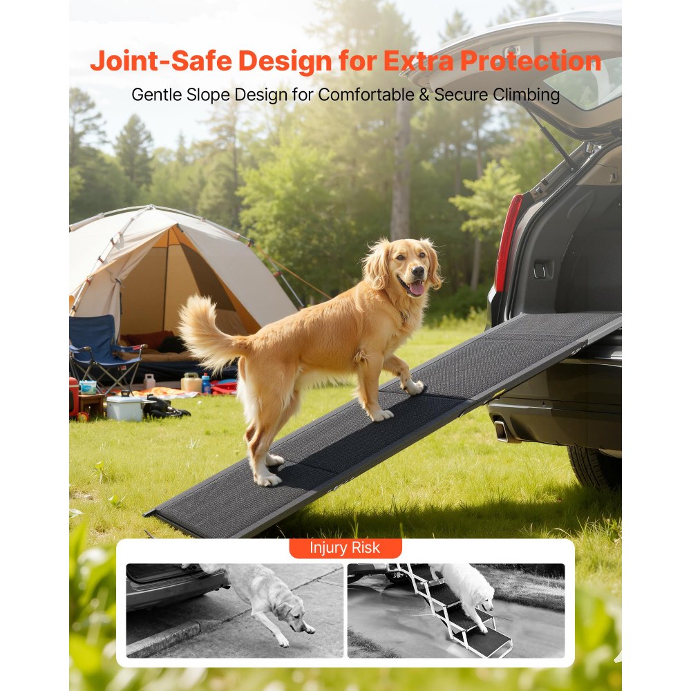 VEVOR Dog Ramp for Cars, 71" L x 20" W, Folding Pet Ramps for Medium & Large Dogs up to 250lbs, Pet Stair Ramp with Non-Slip Oxford Fabric Surface, Portable Outdoor Dog Car Ramps for SUV & Truck