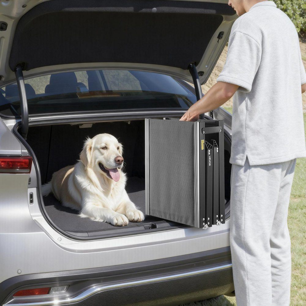 VEVOR Dog Ramp for Cars, 71" L x 20" W, Folding Pet Ramps for Medium & Large Dogs up to 250lbs, Pet Stair Ramp with Non-Slip Oxford Fabric Surface, Portable Outdoor Dog Car Ramps for SUV & Truck
