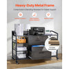 VEVOR 2 Drawers Metal File Cabinet, Lateral Filing Cabinet with Lock and 6 Open Shelves, Wooden Wide Filing Storage Cabinets with Power Strip for Letter, A4, Legal Size File, Easy Assembly, Gray