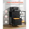 VEVOR Metal File Cabinet, Mobile Filing Cabinet with 3 Fabric Drawers and 2 Open Shelves, Wooden Vertical Filing Storage Cabinets with Wheels for Letter, A4, Legal Size File, Easy Assembly, Black