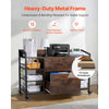 VEVOR 2 Drawers Metal File Cabinet, Lateral Filing Cabinet with Lock and 6 Open Shelves, Wooden Wide Filing Storage Cabinets with Power Strip for Letter, A4, Legal Size File, Easy Assembly, Brown