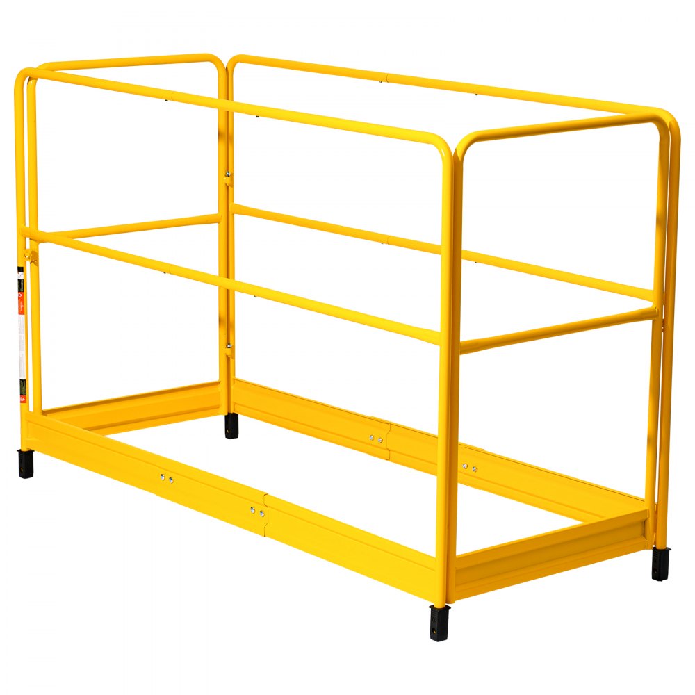 VEVOR 6 Foot Scaffolding Safety Guardrail, Rustproof Solid Carbon Steel Scaffold Guard Rail of 55.4 lbs Load Capacity, Baker Style Metal Guardrails Accessory System for Scaffolding Platform, Yellow