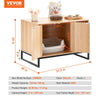 VEVOR Cat Litter Box Enclosure, Hidden Litter Box Furniture, Wooden Cat Washroom Indoor with 2 Doors & Study Metal Legs, Cat House Cabinet Hidden Fit Most of Litter Box, 31.5"L x 20"W x 22"H, Natural