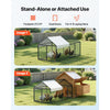 VEVOR Metal Chicken Coop for 4-6 Chickens, 3.3 x 6.6 x 3.3 ft, Small Chicken Cage with Waterproof Cover & Double Doors, Spire Roof Poultry Run Compatible with Wooden Coops, for Rabbit Hen Goose Duck
