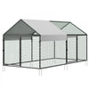 VEVOR Metal Chicken Coop for 4-6 Chickens, 3.3 x 6.6 x 3.3 ft, Small Chicken Cage with Waterproof Cover & Double Doors, Spire Roof Poultry Run Compatible with Wooden Coops, for Rabbit Hen Goose Duck