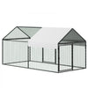 VEVOR Metal Chicken Coop for 4-6 Chickens, 3.3 x 6.6 x 3.3 ft, Small Chicken Cage with Waterproof Cover & Double Doors, Spire Roof Poultry Run Compatible with Wooden Coops, for Rabbit Hen Goose Duck