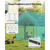 VEVOR Metal Chicken Coop for 6-8 Chickens, 3.3 x 9.8 x 3.3 ft, Small Chicken Cage with Waterproof Cover & 3 Doors, Spire Roof Poultry Run Compatible with Wooden Coops, for Rabbit Hen Goose Duck