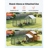 VEVOR Metal Chicken Coop for 6-8 Chickens 3.3x9.8x3.3 ft Small Chicken Cage, Spire Roof Poultry Run with Waterproof Cover & 3 Doors, Compatible with Wooden Coops, for Rabbit Hen Goose Duck, Backyard