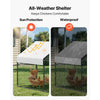 VEVOR Metal Chicken Coop for 6-8 Chickens 3.3x9.8x3.3 ft Small Chicken Cage, Spire Roof Poultry Run with Waterproof Cover & 3 Doors, Compatible with Wooden Coops, for Rabbit Hen Goose Duck, Backyard