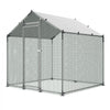 VEVOR Metal Chicken Coop, 6.56x6.56x6.56ft Large Walk-in Chicken Runs with Cover, Spire Roof Hen House Enclosure with Security Lock, Outdoor Duck Rabbit Cage Poultry Pen for Backyard, Farm, Yard