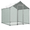 VEVOR Metal Chicken Coop, 6.56x6.56x6.56ft Large Walk-in Chicken Runs with Cover, Spire Roof Hen House Enclosure with Security Lock, Outdoor Duck Rabbit Cage Poultry Pen for Backyard, Farm, Yard