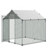 VEVOR Large Metal Chicken Coop 6.6x6.6x6.6 ft Walk-in Chicken Run House, Spire Roof Hen House Enclosure with Cover and Security Lock, Outdoor Duck Rabbit Cage Poultry Pen for Backyard, Farm, Yard