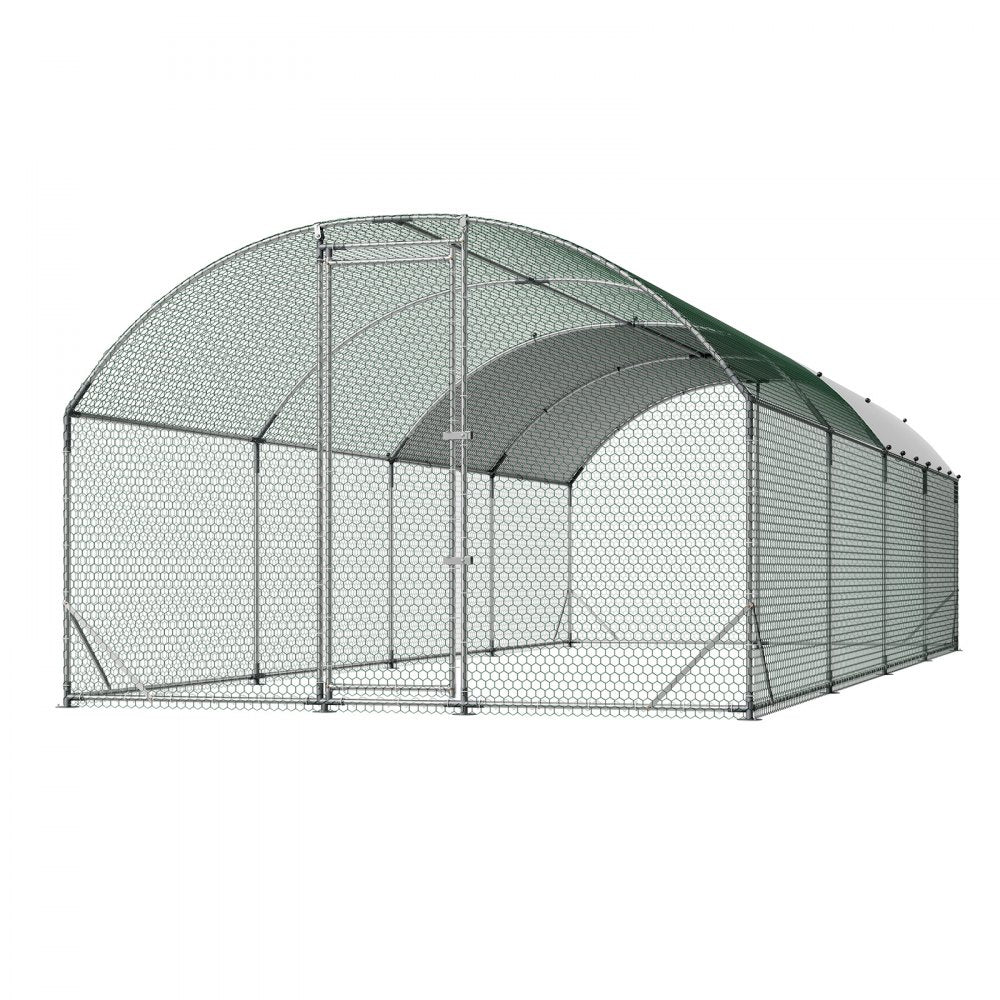 VEVOR Large Metal Chicken Coop, 9 x 25 x 6.6 ft, Walk-in Chicken Run House with Waterproof Cover & Sturdy Frame, Dome Roof Poultry Cage Duck Pen for Rabbit Hen Goose Duck Outdoor Backyard Farm Use