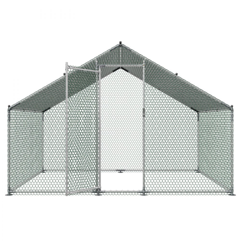 VEVOR Large Metal Chicken Coop, 9.8 x 6.6 x 6.6 ft, Walk-in Chicken Runs with Waterproof Cover, Spire Roof Hen House Enclosure with Lock, Outdoor Duck Rabbit Cage Poultry Pen for Backyard, Farm, Yard