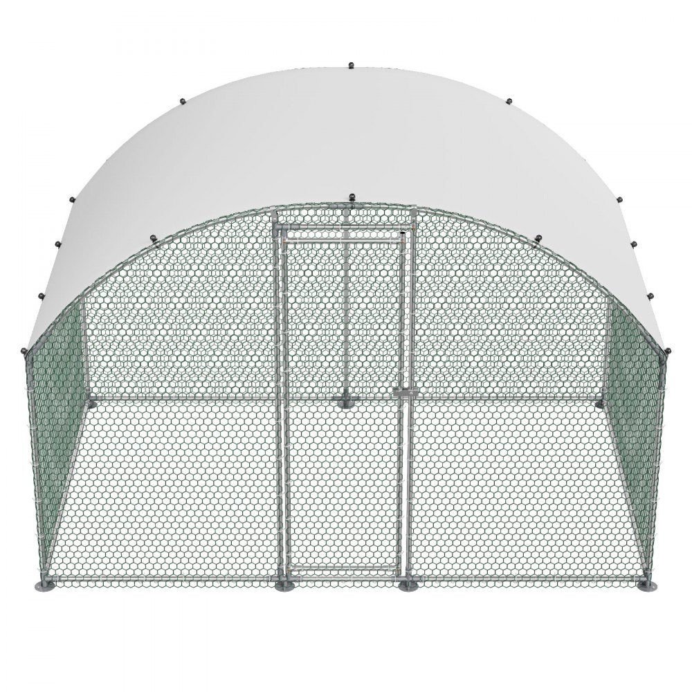 VEVOR Metal Chicken Coop, 9.8x6.5x6.5ft Large Walk-in Chicken Runs with Cover, Doom Roof Hen House Enclosure with Security Lock, Outdoor Duck Rabbit Cage Poultry Pen for Backyard, Farm, Yard