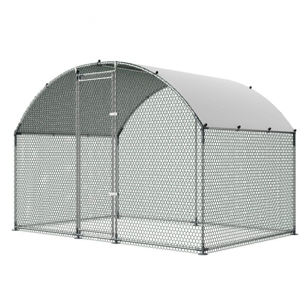VEVOR Large Metal Chicken Coop 9.8x6.6x6.6 ft Walk-in Chicken Run House, Doom Roof Hen House Enclosure with Cover and Security Lock, Outdoor Duck Rabbit Cage Poultry Pen for Backyard, Farm, Yard Use