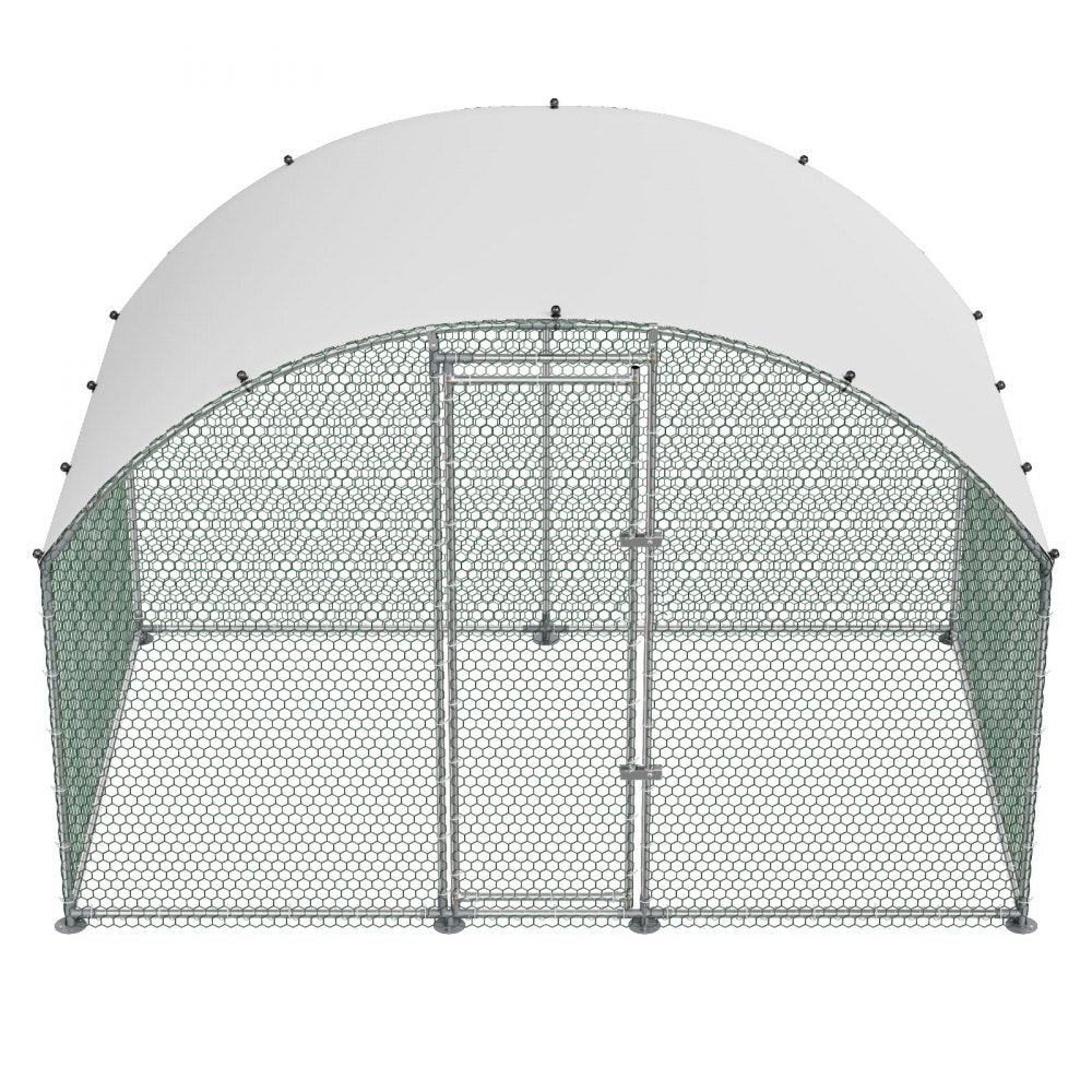 VEVOR Large Metal Chicken Coop 9.8x6.6x6.6 ft Walk-in Chicken Run House, Doom Roof Hen House Enclosure with Cover and Security Lock, Outdoor Duck Rabbit Cage Poultry Pen for Backyard, Farm, Yard Use