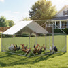 VEVOR Large Metal Chicken Coop, 9.8 x 9.8 x 6.6 ft, Walk-in Chicken Run House with Waterproof Cover & Sturdy Frame, Spire Roof Poultry Cage Duck Pen for Rabbit Hen Goose Outdoor Backyard Farm Use
