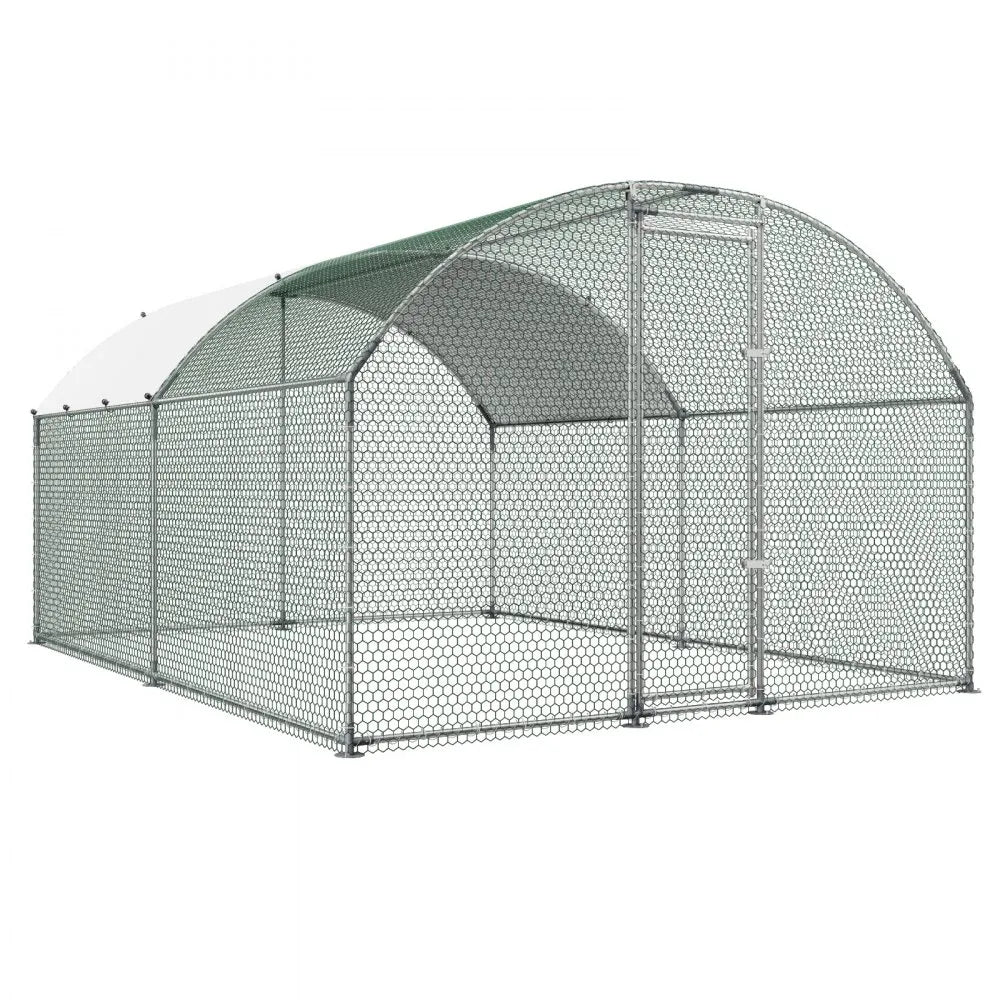 VEVOR Large Metal Chicken Coop 9.8x13x6.6 ft Walk-in Chicken Run House, Doom Roof Hen House Enclosure with Cover and Security Lock, Outdoor Duck Rabbit Cage Poultry Pen for Backyard, Farm, Yard Use