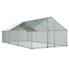 VEVOR Large Metal Chicken Coop 9.8x19.5x6.6 ft Walk-in Chicken Run House, Spire Roof Hen House Enclosure with Cover and Security Lock, Outdoor Duck Rabbit Cage Poultry Pen for Backyard, Farm, Yard