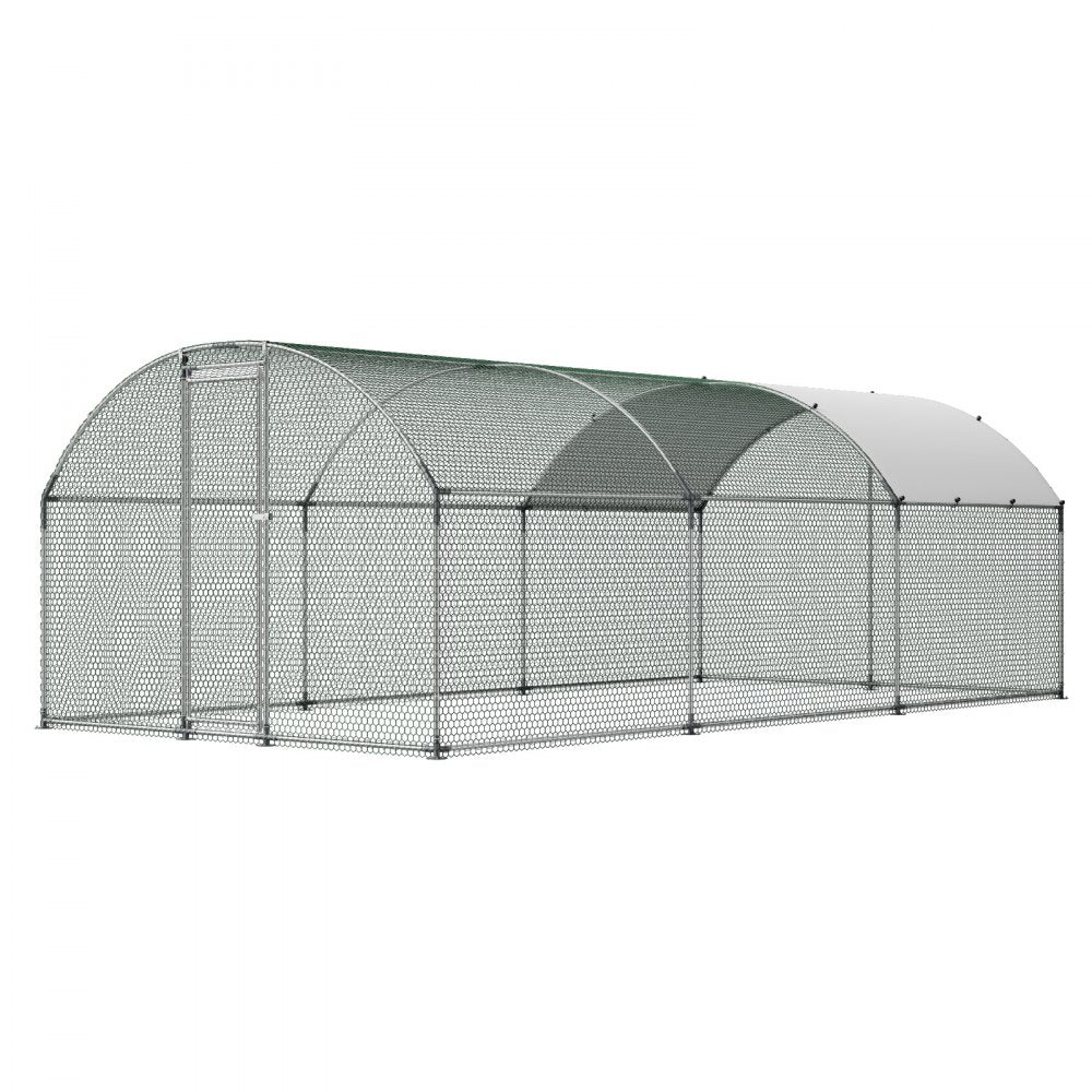 VEVOR Large Metal Chicken Coop, 9.8 x 19.7 x 6.6 ft, Walk-in Chicken Runs with Waterproof Cover, Dome Roof Hen House Enclosure with Lock, Outdoor Duck Rabbit Cage Poultry Pen for Backyard, Farm, Yard