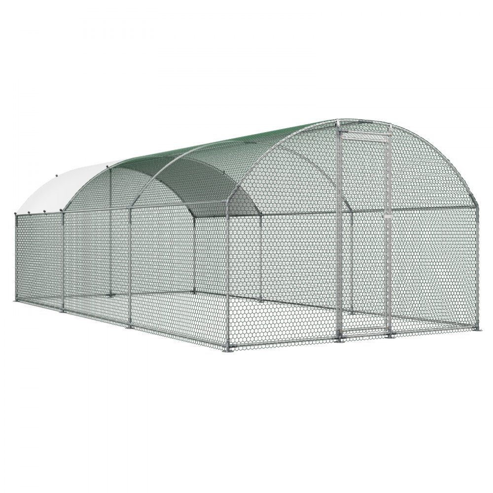 VEVOR Large Metal Chicken Coop, 9.8 x 19.7 x 6.6 ft, Walk-in Chicken Runs with Waterproof Cover, Dome Roof Hen House Enclosure with Lock, Outdoor Duck Rabbit Cage Poultry Pen for Backyard, Farm, Yard