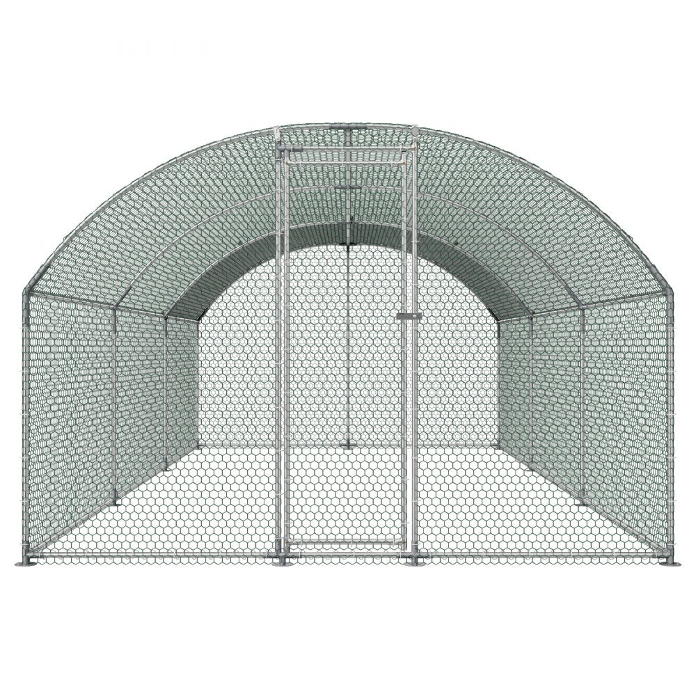 VEVOR Large Metal Chicken Coop, 9.8 x 19.7 x 6.6 ft, Walk-in Chicken Runs with Waterproof Cover, Dome Roof Hen House Enclosure with Lock, Outdoor Duck Rabbit Cage Poultry Pen for Backyard, Farm, Yard