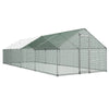 VEVOR Large Metal Chicken Coop, 9.8 x 26.2 x 6.6 ft, Walk-in Chicken Runs with Waterproof Cover, Spire Roof Hen House Enclosure with Lock, Outdoor Duck Rabbit Cage Poultry Pen for Backyard, Farm, Yard