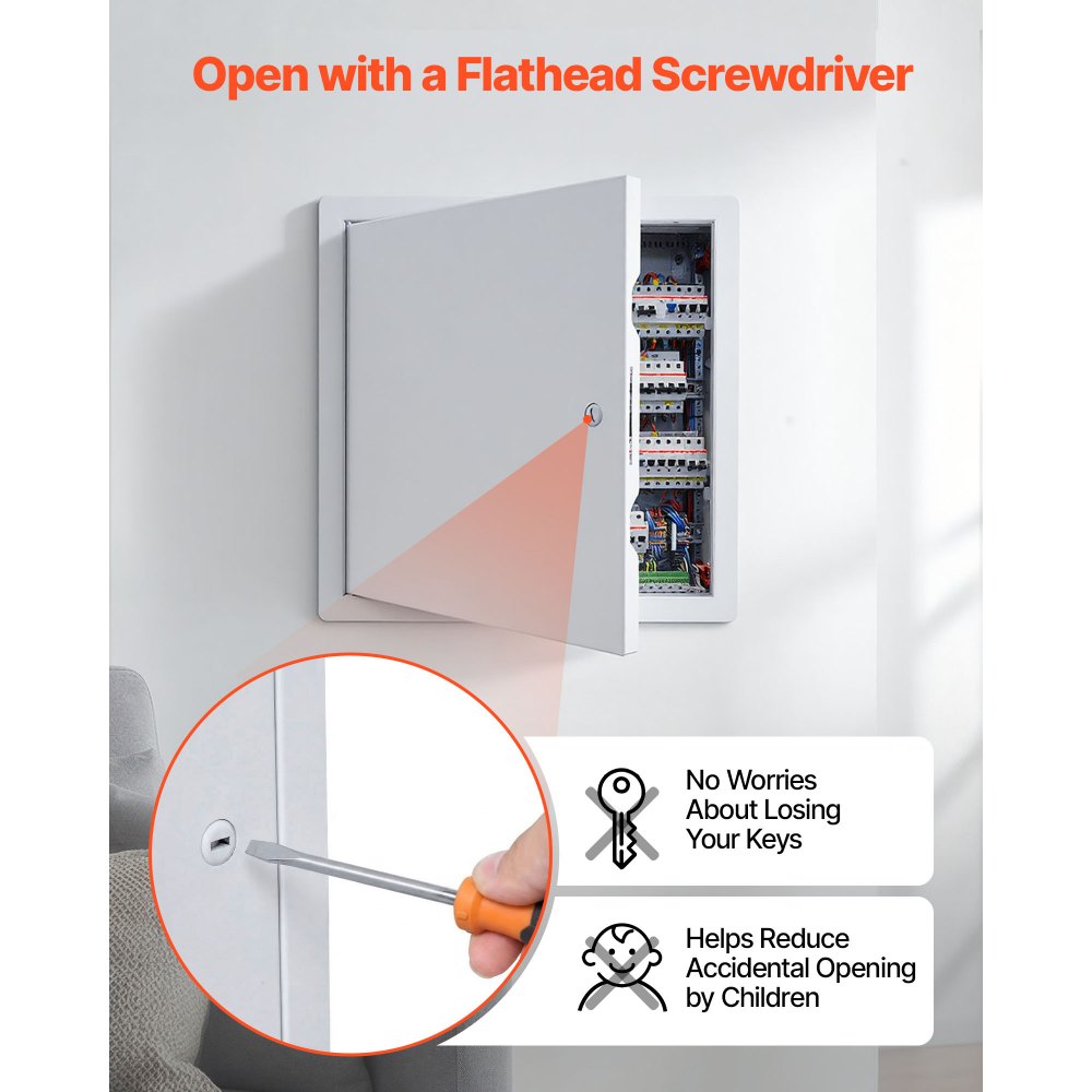 VEVOR Access Panel for Drywall, 13.3 x 13.3 in Galvanized Steel Access Door, Easy Install Hinged Service Panel with Screwdriver Latch, for Ceiling Plumbing Electrical, 12.4 x 12.4 in Cutout Size White
