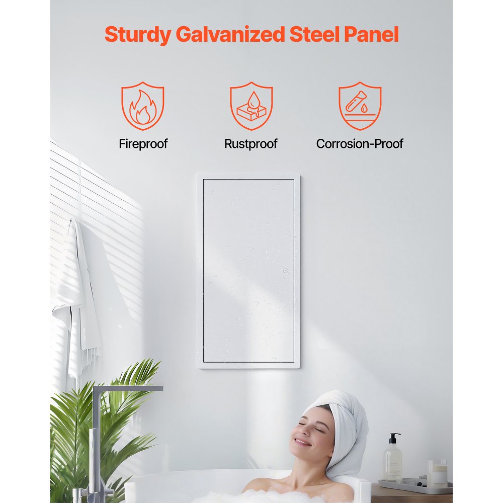 VEVOR Access Panel for Drywall, 25.3 x 13.3 in Galvanized Steel Access Door, Easy Install Hinged Service Panel with Screwdriver Latch, for Ceiling Plumbing Electrical, 12.4 x 24.4 in Cutout Size White