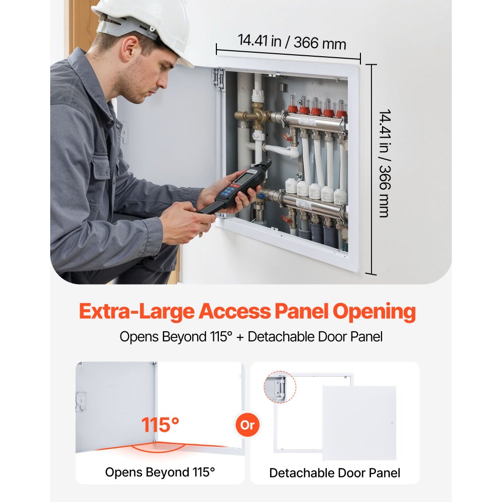 VEVOR Access Panel for Drywall, 15.2 x 15.2 in Galvanized Steel Access Door, Easy Install Hinged Service Panel with Screwdriver Latch, for Ceiling Plumbing Electrical, 14.4 x 14.4 in Cutout Size White