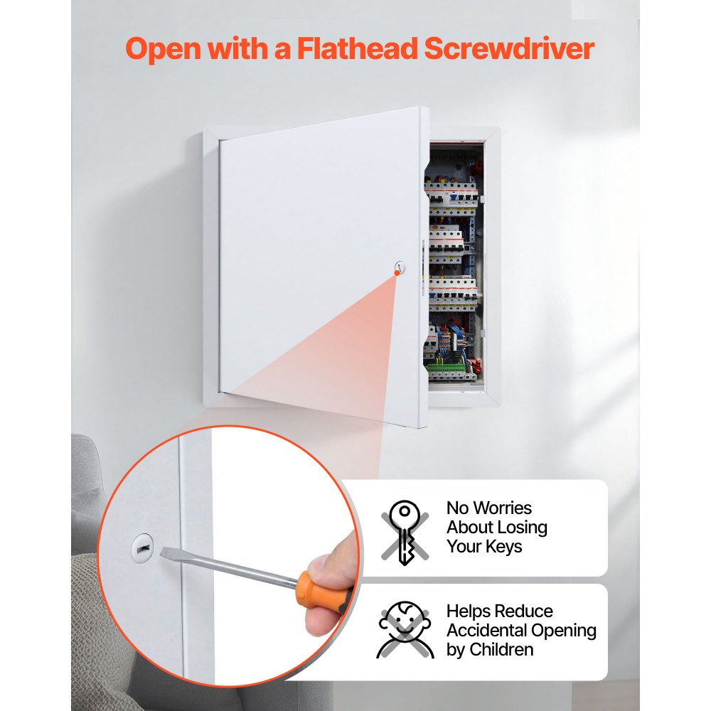 VEVOR Access Panel for Drywall, 15.2 x 15.2 in Galvanized Steel Access Door, Easy Install Hinged Service Panel with Screwdriver Latch, for Ceiling Plumbing Electrical, 14.4 x 14.4 in Cutout Size White