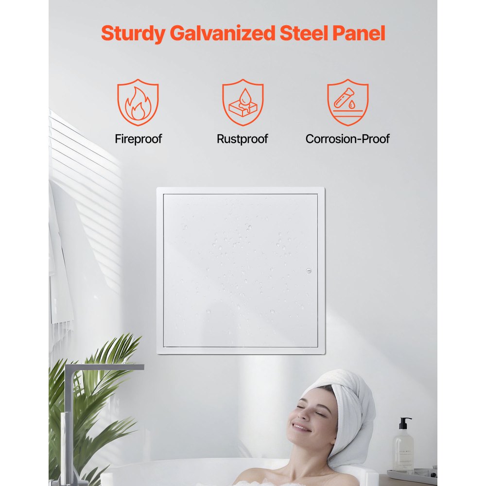VEVOR Access Panel for Drywall, 19.2 x 19.2 in Galvanized Steel Access Door, Easy Install Hinged Service Panel with Screwdriver Latch, for Ceiling Plumbing Electrical, 18.4 x 18.4 in Cutout Size White