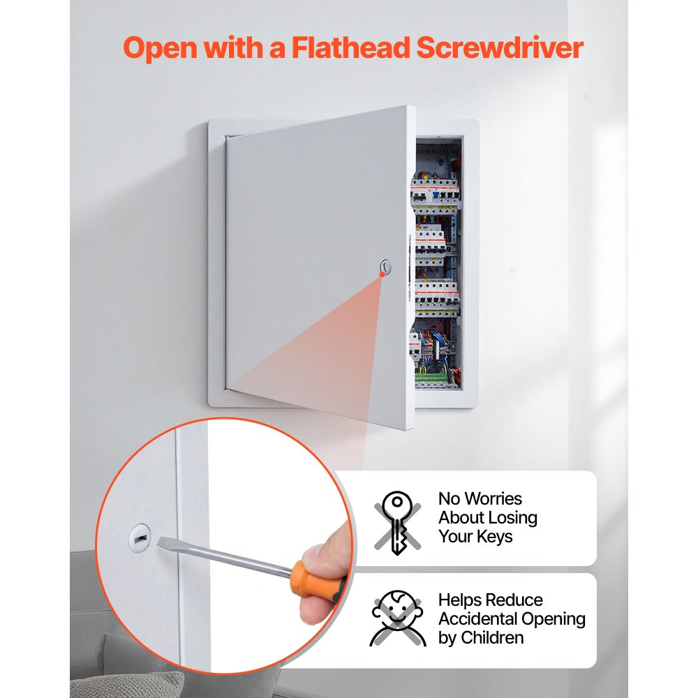 VEVOR Access Panel for Drywall, 19.2 x 19.2 in Galvanized Steel Access Door, Easy Install Hinged Service Panel with Screwdriver Latch, for Ceiling Plumbing Electrical, 18.4 x 18.4 in Cutout Size White