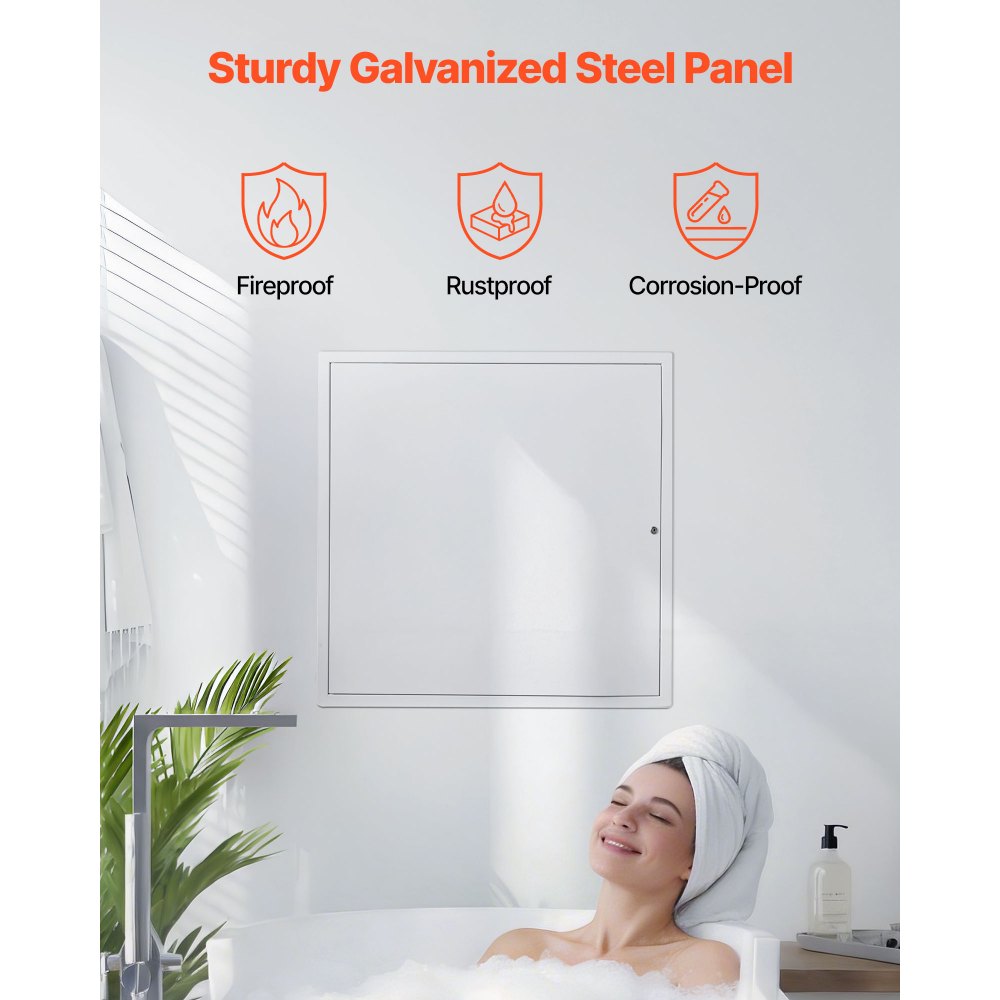 VEVOR Access Panel for Drywall, 25.2 x 25.2 in Galvanized Steel Access Door, Easy Install Hinged Service Panel with Key, for Ceiling Plumbing Electrical, 24.4 x 24.4 in Cutout Size, White