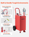 VEVOR 15 Gallon Fuel Gas Caddy, Carbon Steel, Portable Fuel Transfer Storage Tank with Manual Pump & Rolling Wheels, Gasoline Diesel Can Container, for Cars, Lawn Mowers, ATVs, Boats, Motorcycles, Red