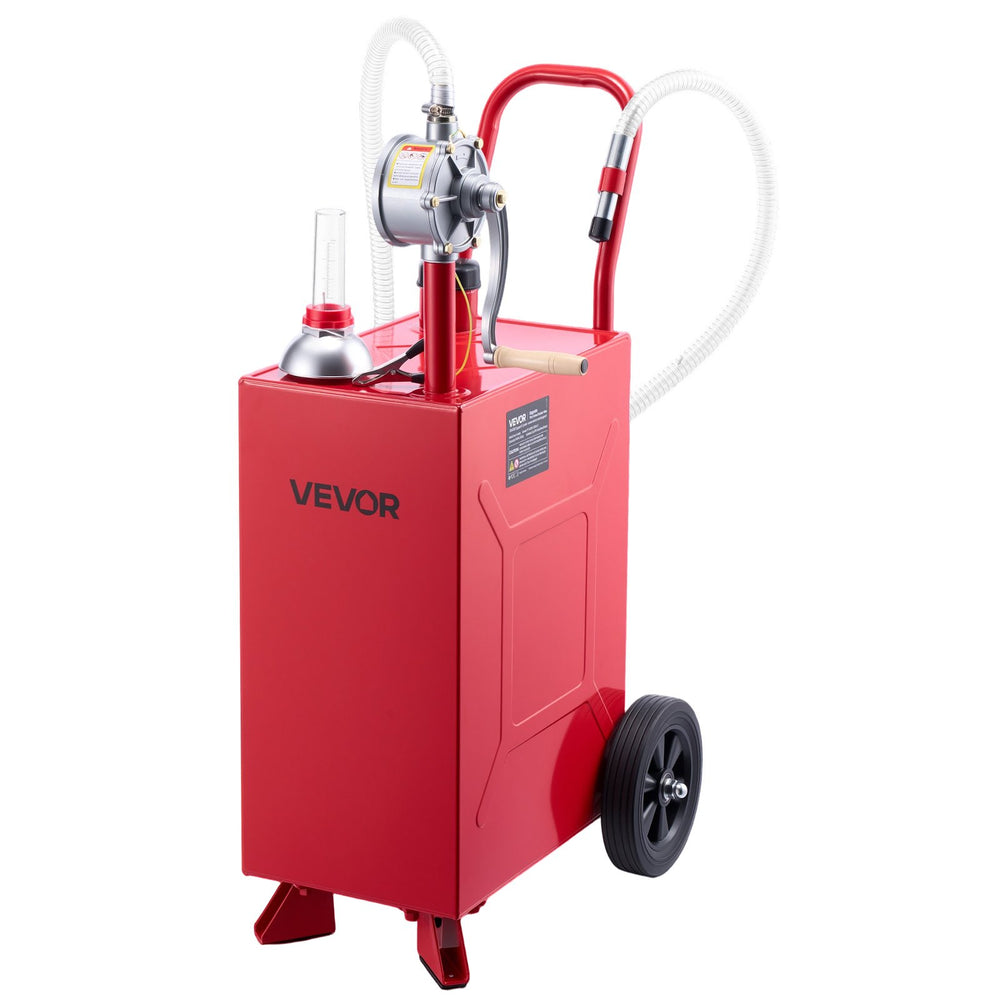 VEVOR 15 Gallon Fuel Gas Caddy, Carbon Steel, Portable Fuel Transfer Storage Tank with Manual Pump & Rolling Wheels, Gasoline Diesel Can Container, for Cars, Lawn Mowers, ATVs, Boats, Motorcycles, Red