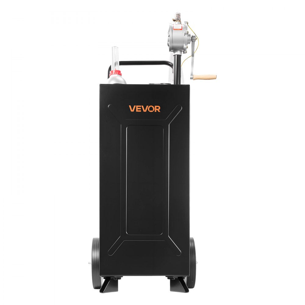VEVOR 30 Gallon Fuel Gas Caddy, Carbon Steel, Portable Fuel Transfer Storage Tank with Manual Pump & 2 Wheels, Gasoline Diesel Can Container, for Cars, Lawn Mowers, ATVs, Boats, Motorcycles, Black