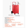 VEVOR 40 Gallon Fuel Gas Caddy, Carbon Steel, Portable Fuel Transfer Storage Tank with Manual Pump and 4 Wheels, Gasoline Diesel Can Container, for Cars, Lawn Mowers, ATVs, Boats, Motorcycles, Red