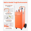 VEVOR 35 Gallon Fuel Gas Caddy, Carbon Steel, Portable Fuel Transfer Storage Tank with Manual Pump & 4 Wheels, Gasoline Diesel Can Container, for Cars, Lawn Mowers, ATVs, Boats, Motorcycles, Orange