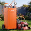 VEVOR 35 Gallon Fuel Gas Caddy, Carbon Steel, Portable Fuel Transfer Storage Tank with Manual Pump & 4 Wheels, Gasoline Diesel Can Container, for Cars, Lawn Mowers, ATVs, Boats, Motorcycles, Orange