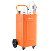 VEVOR 35 Gallon Fuel Gas Caddy, Carbon Steel, Portable Fuel Transfer Storage Tank with Manual Pump & 4 Wheels, Gasoline Diesel Can Container, for Cars, Lawn Mowers, ATVs, Boats, Motorcycles, Orange