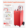 VEVOR 50 Gallon Fuel Gas Caddy, Carbon Steel, Portable Fuel Transfer Storage Tank with Manual Pump and 4 Wheels, Gasoline Diesel Can Container, for Cars, Lawn Mowers, ATVs, Boats, Motorcycles, Red