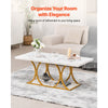 VEVOR Coffee Table, Modern Faux Marble Coffee Table, Large 2-Tier Rectangle Center Desk with Geometric Legs, Minimalist Sturdy Metal Frame Accent End Desk for Living Room, Office, Easy Assembly, White