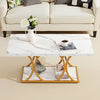 VEVOR Coffee Table, Modern Faux Marble Coffee Table, Large 2-Tier Rectangle Center Desk with Geometric Legs, Minimalist Sturdy Metal Frame Accent End Desk for Living Room, Office, Easy Assembly, White