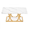 VEVOR Coffee Table, Modern Faux Marble Coffee Table, Large 2-Tier Rectangle Center Desk with Geometric Legs, Minimalist Sturdy Metal Frame Accent End Desk for Living Room, Office, Easy Assembly, White