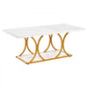 VEVOR Coffee Table, Modern Faux Marble Coffee Table, Large 2-Tier Rectangle Center Desk with Geometric Legs, Minimalist Sturdy Metal Frame Accent End Desk for Living Room, Office, Easy Assembly, White