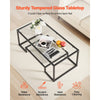 VEVOR Coffee Table, Modern Tempered Glass Coffee Table, 2 Tiers Rectangle Glass Center Desk with Open Storage, Minimalist Sturdy Metal Frame Accent End Desk for Living Room, Office, Easy Assembly