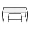 VEVOR Coffee Table, Modern Tempered Glass Coffee Table, 2 Tiers Rectangle Glass Center Desk with Open Storage, Minimalist Sturdy Metal Frame Accent End Desk for Living Room, Office, Easy Assembly